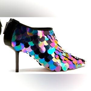 Zara FW 2017 Multicolor Sequin Kitten Heels Booties